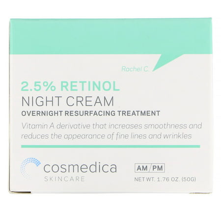 Cosmedica Skincare  2 5  Retinol Night Cream  Overnight Resurfacing Treatment  1 76 oz  50