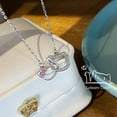 thumbnail image 4 of Kawaii Sanrio Anime Hello Kitty Necklace Cute and Sweet Cartoon Double Ring Chain Bone Couple  Pendant Girlfriend Gift, 4 of 10
