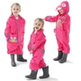 thumbnail image 2 of Toddler Kids Rain Suit For Toddler Boys And Girls One Piece Raincoat Waterproof Coverall Lightweight Rainwear Rain Jacket Hot Pink Xxl, 2 of 8