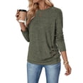 thumbnail image 2 of Womens Long Sleeve Shirts Tops Button Casual Blouses Pullover Tunic Winter Fashion Clothes Olive Color L, 2 of 9