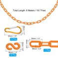 thumbnail image 2 of Uxcell 20Ft Plastic Safety Barrier Chain 6 S-Hooks and 6 Clips, Orange, 2 of 5