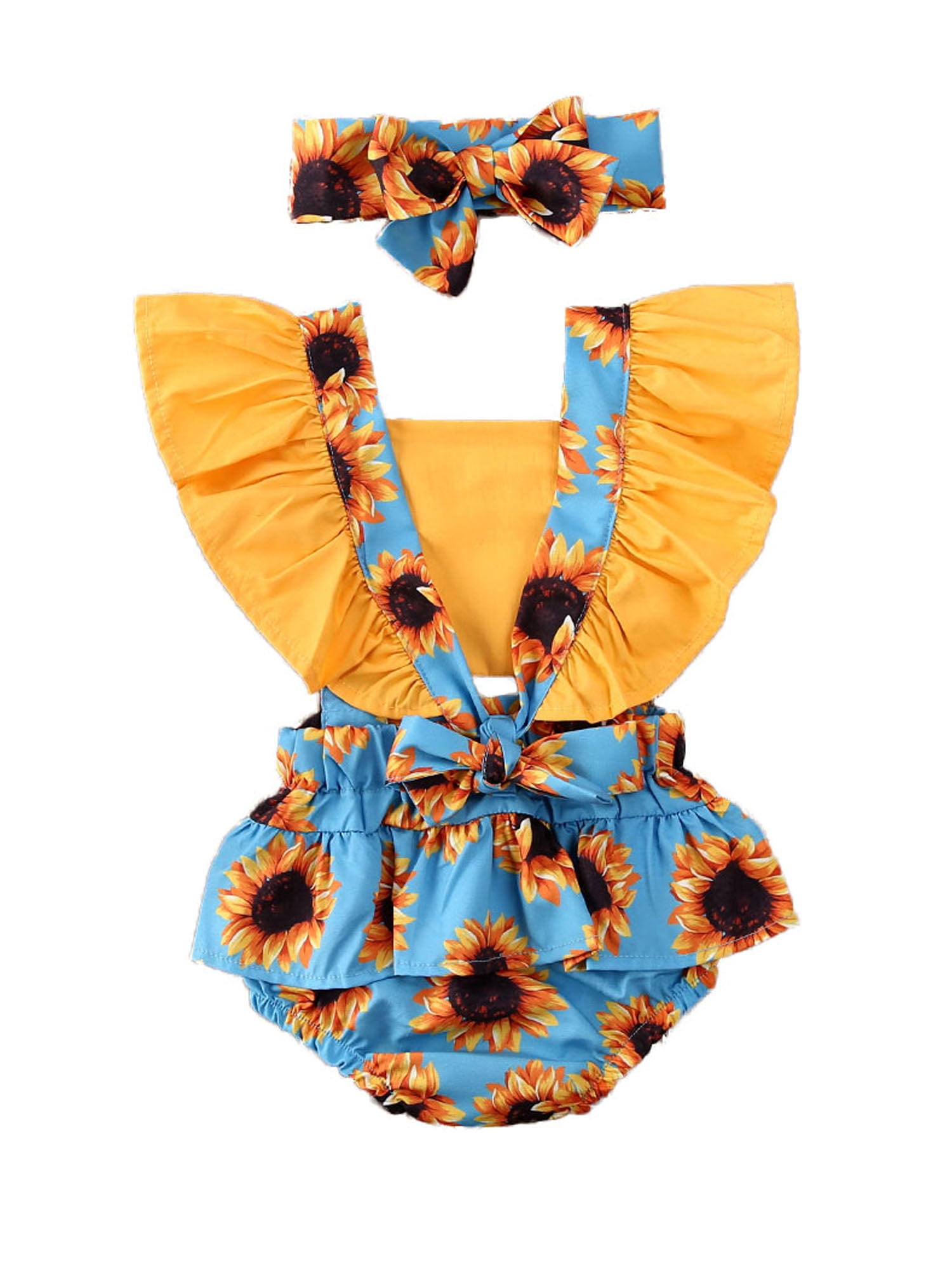 baby girl sunflower overalls