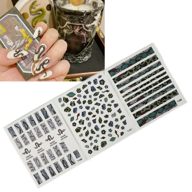PEGATINA DE UNadas de Serpiente Auto Adhesiva, Calcomanías de Unas de Patrón de Serpiente Segura Decoración de Manicura de Bricolaje no Tóxico para la Manicura de Bricolaje