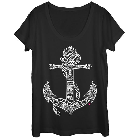 Women's CHIN UP Henna Anchor  Scoop Neck Black X Large