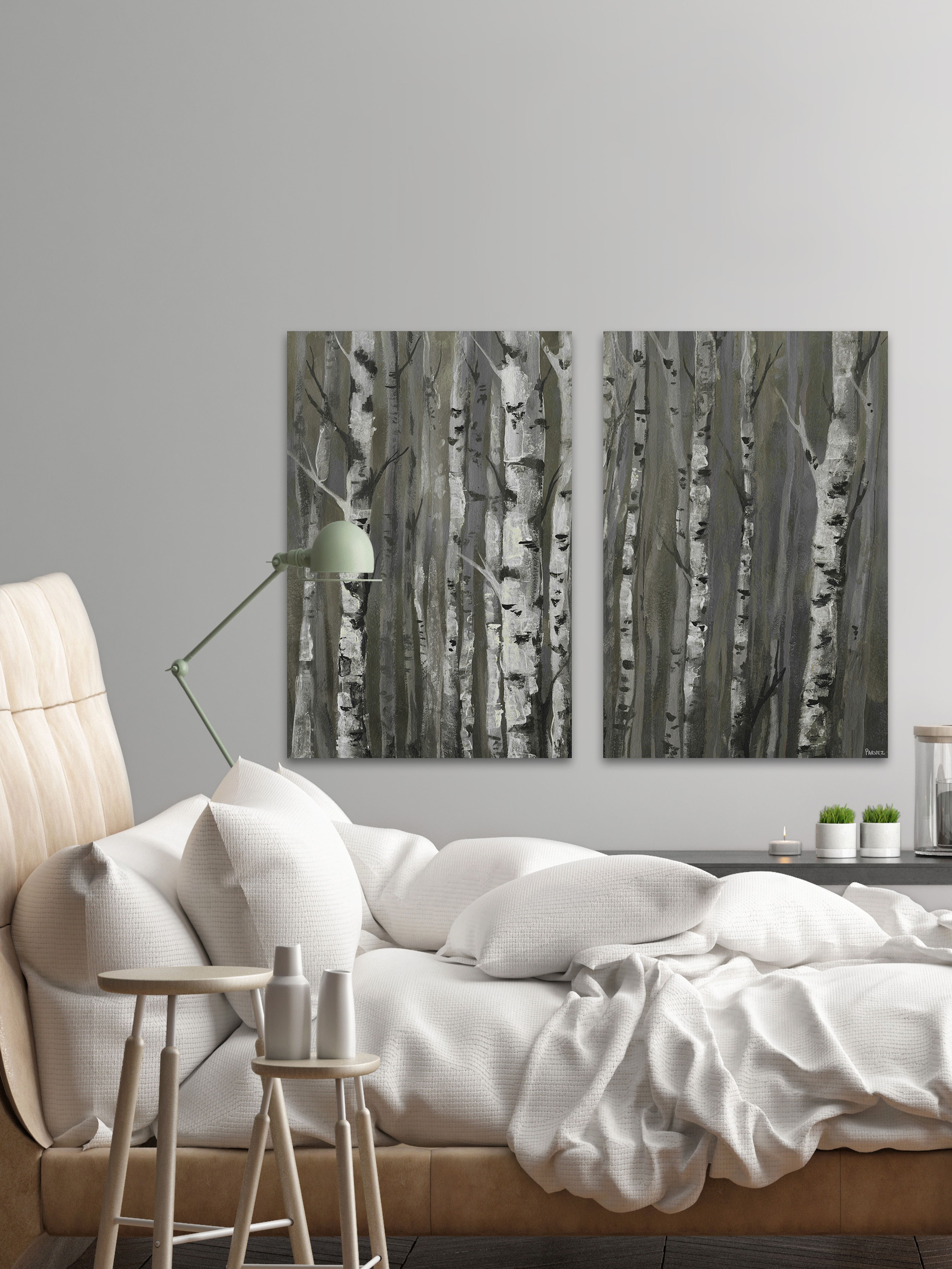 Twigs and Trunks Forest Diptych