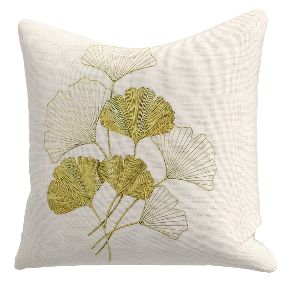 Simple ginkgo leaf linen pillow cover living room sofa pillow cover