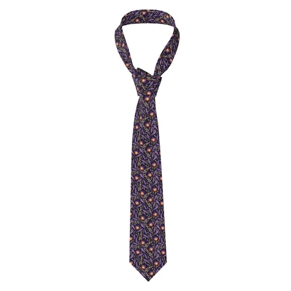 Naloa Lavender Flowers Print Solid Color Tie Formal Necktie for Men,Suitable for business, daily life, work