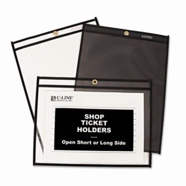C-Line® Shop Ticket Holders, Stitched, Both Sides Clear, 25 Sheets