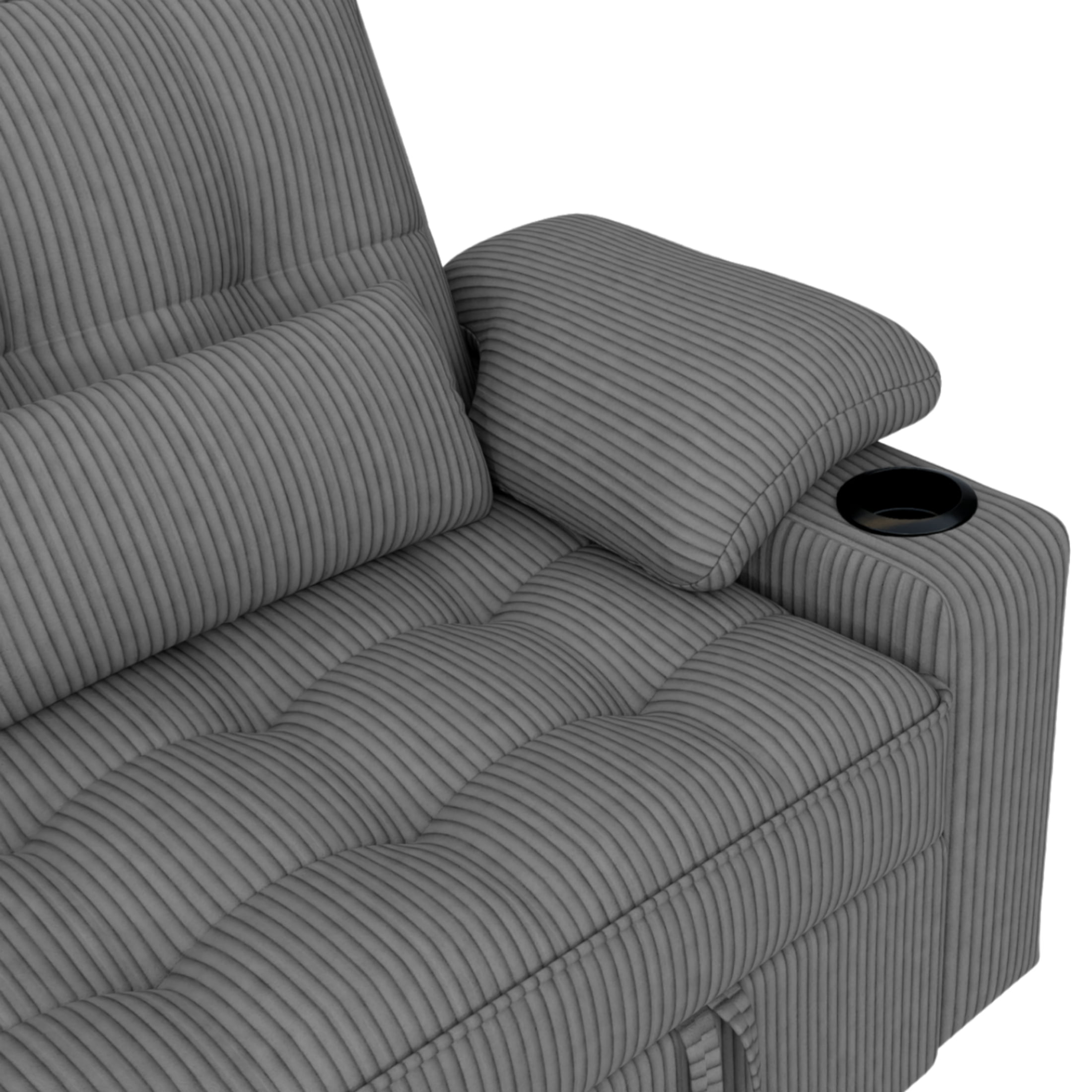 Vinform 3 in 1 Sleeper Sofa Bed, 58" Convertible Loveseat with Foldable Side Tray Table, USB Ports and Cup Holders for Apartments, Corduroy, Dark Gray