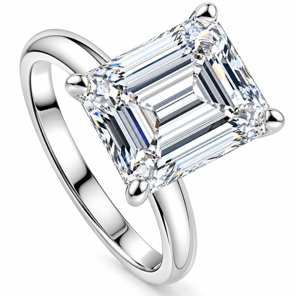Pompeii Certified 2 1/2 - 6Ct Emerald Cut Diamond Engagement Ring 14k Gold Lab Grown