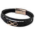 thumbnail image 2 of Pulsera Hombre de Infinito LUCKMAN, Piel Vegana y Acero Inoxidable, Modelo Felix dorado UNITALLA, 2 of 7