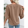 thumbnail image 3 of DOKOTOO Blouses for Women 3/4 Ruffle Sleeve Crewneck Tops Business Work Blouse Casual Dressy Loose Shirts, 3 of 10