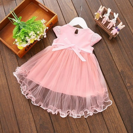 

Kids Baby Toddler Girl Cute Dress Clothes Infant Summer Floral Print Sleeveless Skirt Lace Dress Cotton Princess Party Dresses Mesh Girls Clothes Girls Ball Gown