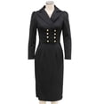 thumbnail image 6 of Ygbgbb Womens Dresses Blazer Lapel Double Breasted Fitted Waist Slim Midi Pencil Dress for Office Commute Business Formal Event Black L, 6 of 7
