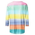 thumbnail image 6 of Women's Casual Round Neck Carnival Colorful Printed Three Quarter Sleeved T Shirt Top Turtle Necks for Womens Long Sleeve Pack Stripped Short Sleeve Shirt Women Women Turtle Neck Long Sleeve Shirts, 6 of 6