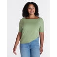 thumbnail image 2 of Time and Tru Women's Envelope Tee with Short Sleeves, Sizes XS-XXXL, 2 of 6