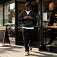 thumbnail image 6 of Fashion Streetwear Hooded Sweatshirt for Men, Casual Quarter Zip Pullover Hoodie,Fall Winter Utility Style Daily Outerwear Clothes with Pocket, Black XL, 6 of 6