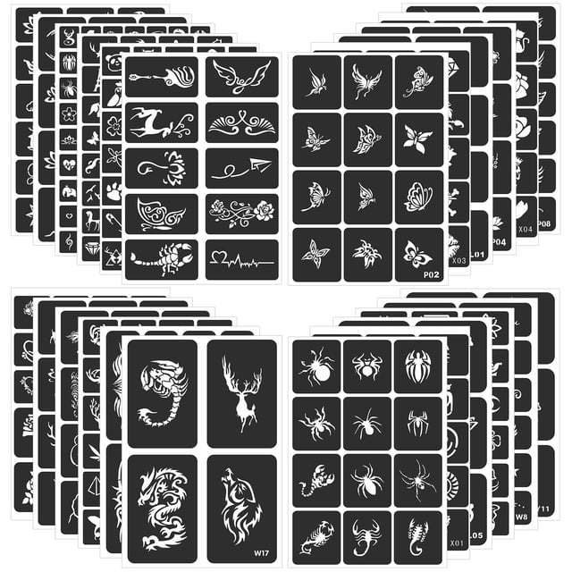 Kit de plantillas de tatuaje FANOST, 24 hojas con 400 diseños para todas las edades