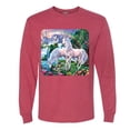 thumbnail image 2 of Unicorn Fanstasy Island Castle Animal Lover Male Long Sleeve Shirt, Vintage Heather Red, Small, 2 of 3