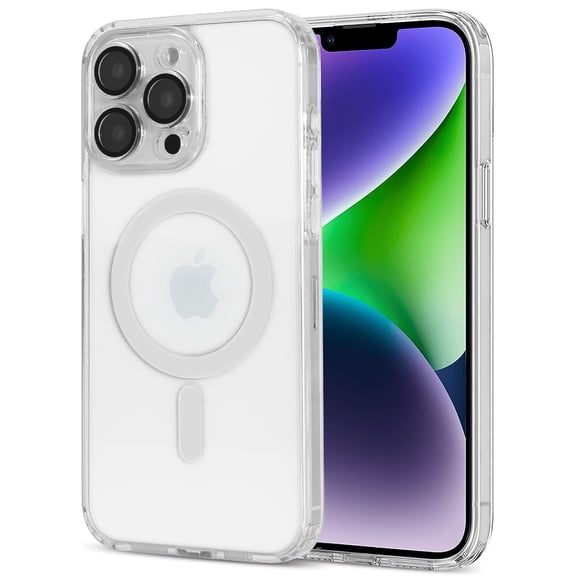 Phone Case for Apple iPhone 13 Pro Max Transparent Hard PC Back   Soft TPU Frame Slim Bumper, Built in Magnets Compatible with MagSafe Cover [ Clear ]