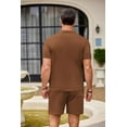 thumbnail image 3 of Men's 2 Piece Outfit Summer Outfits Fashion Casual Short Sleeve Polo Suit Vintage Short Sleeve Button Down Knit  Shirts Casual Beach Shorts Sets, 3 of 9