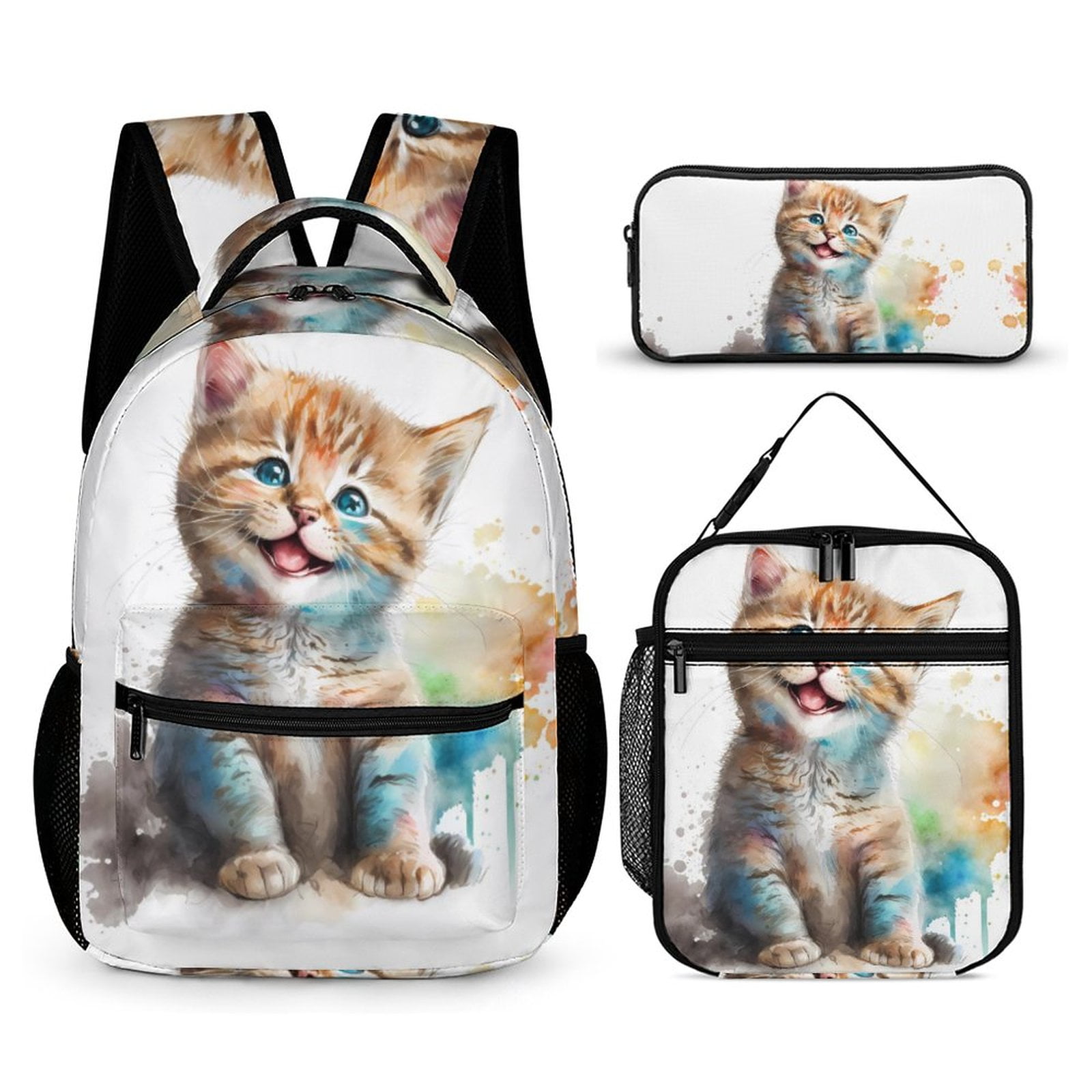 Bivenant Store Cute Cat Lunch Bag and Pencil Case Combo with Lunch Bags