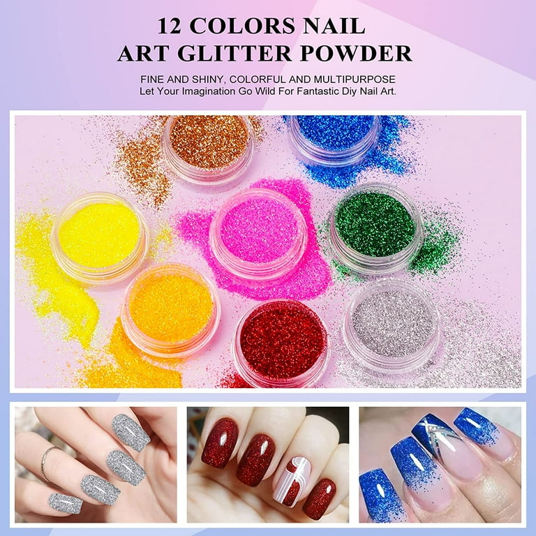 Morovan Acrylic Nail Kit Glitter Acrylic Powders Monomer Liquid Set Professional Acrylic Nail Kit Set With Everything With Lamp Nail Tips Acrylic