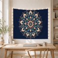 thumbnail image 5 of Boho Mandala on Navy Background, Calming Zen Boho Style for Art Lovers, Bohemian Wall Art, Housewarming Gift Tapestry Wall Hanging for Living Room and Bedroom, 5 of 7