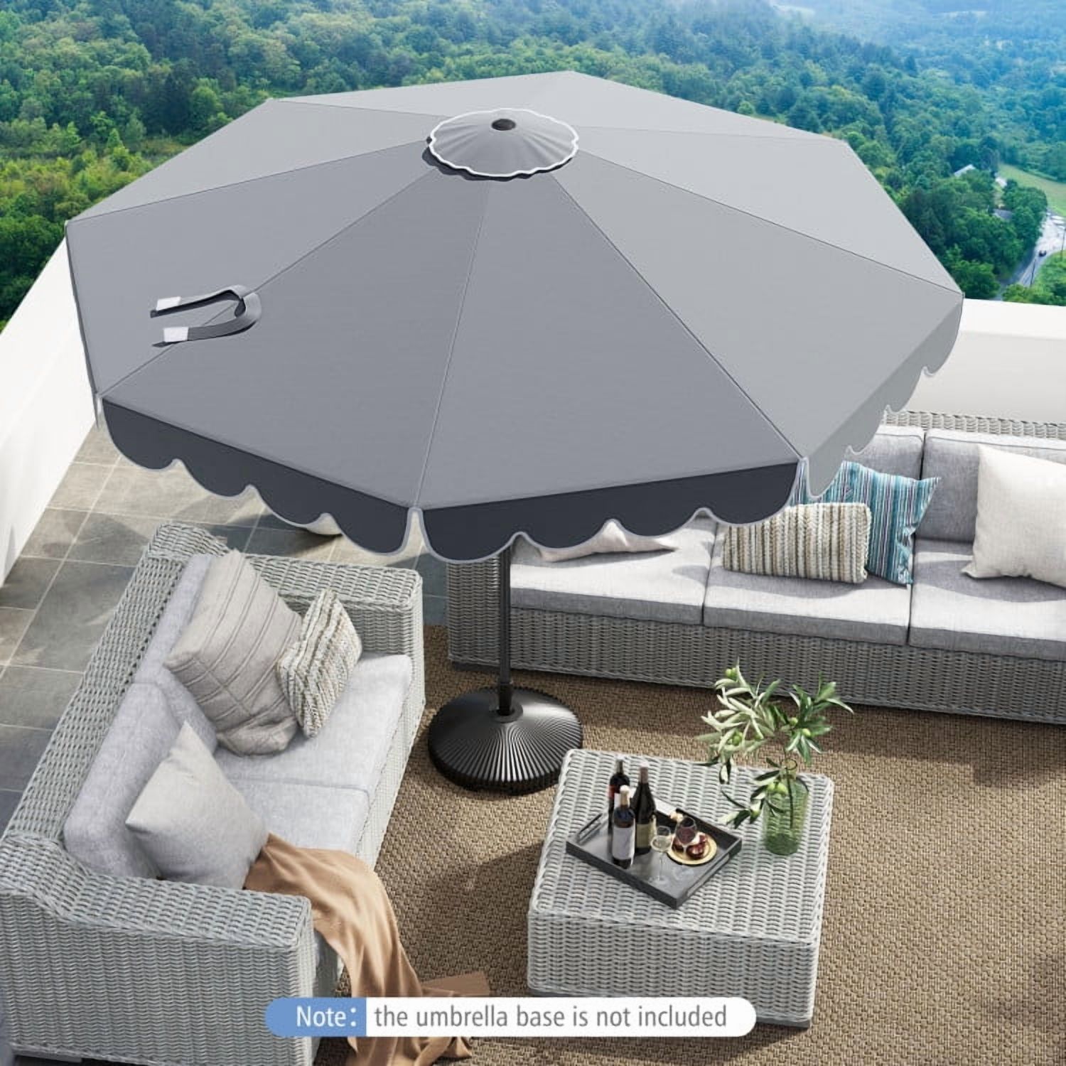 GVN Outdoor Patio Umbrella,Patio Umbrella,10 Feet Patio Umbrella Outdoor Market Umbrella with Crank Tilt Adjustment-Gray