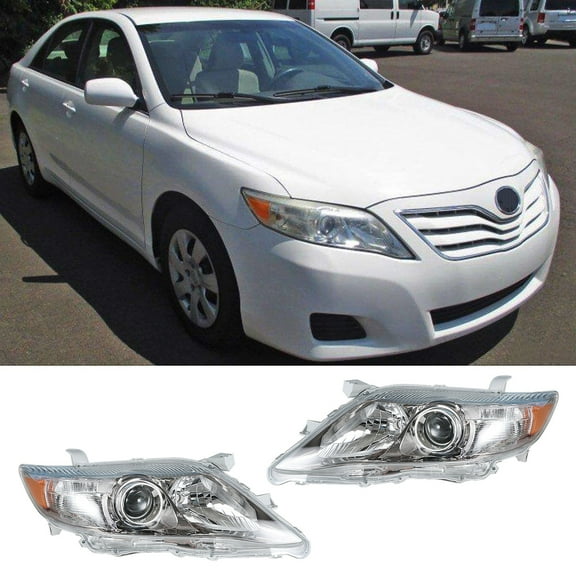 Fit for Toyota Camry 2010-2011 Halogen Headlight Headlamp Housing Assemblies (2-Pcs, without Bulbs)