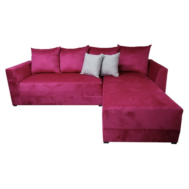 Sala esquinera Samso EL BAZAR STORE Terciopelo rosa 240x180 cm Moderna en esquina