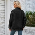 thumbnail image 4 of SWSMCLT Women's Denim Button Down Shirt Loose Pocket Travel Long Sleeve Top Vintage Shirt Jacket Jean Spring Fall Black Medium, 4 of 5