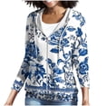 thumbnail image 4 of Trikvn Women's Floral Zip Up Sweatshirts Vintage Print Long Sleeve Hoodie Lightweight Casual Full Zip Jacket with Drawstring Pockets Chinoiserie Style Outerwear Tops, 4 of 7