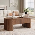 thumbnail image 3 of 47" Oval Lift Top Coffee Table With Storage Shelf Hidden Compartment Mid Century Modern Center Table For Living Room Apartment (Rustic Brown), 3 of 12