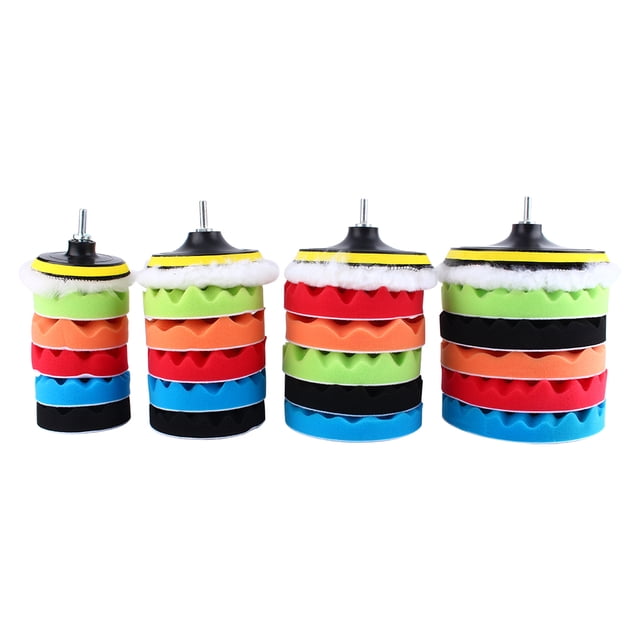 Kit de 7 almohadillas de pulido con esponja de 7" para encerar y pulir, adaptador de taladro M14 para pulidora de automóviles