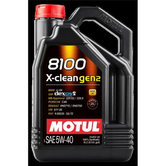 Motul 109762 5L 8100 X-CLEAN Gen 2 5W40 Synthetic Engine Oil - Case of 4