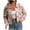 Pink, variant on Women's Flannel Cropped Plaid Shacket Jacket Button Down Long Sleeve Shirts Tops Lapel Collar Printing Outerwear Gray M