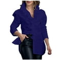 thumbnail image 2 of Tops for Women 2024,Clearance Fashion Women Solid Casual Long Sleeve Turndown Collar Button Shirt Tops Shirt, 2 of 5