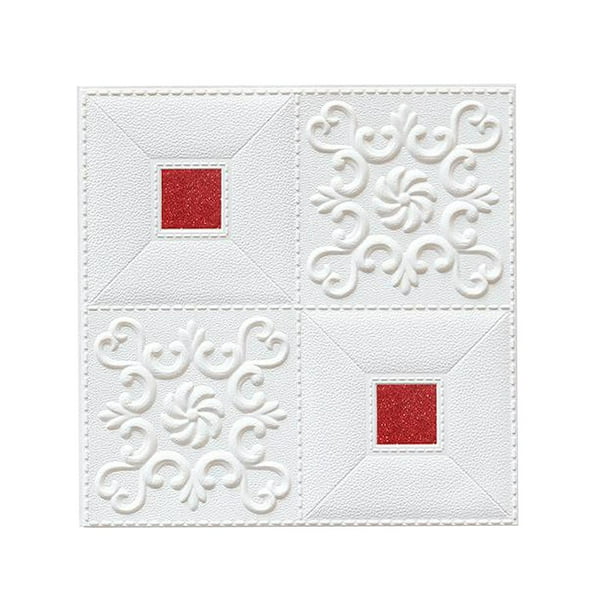 Adhesivos 3D, Azulejos autoadhesivos para pared, Paneles decorativos suaves para pared blanco rojo