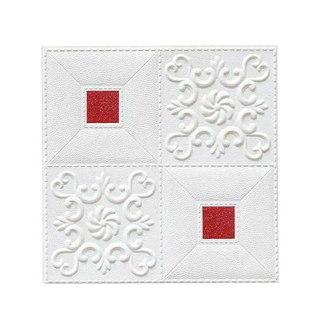 Adhesivos de pared 3D de ladrillo, adhesivos de espuma 3D para azulejos de pared, adhesivos decorativos suaves blanco rojo