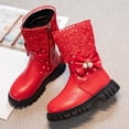 thumbnail image 3 of gcong Girls Mid Calf Boots Velvet Winter Fashion Boots Leather High Boots For Children, 3 of 7