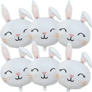 6pcs Bunny Balloons Rabbit Head Foil Balloons for Easter Themed Party Supplies Decorations
