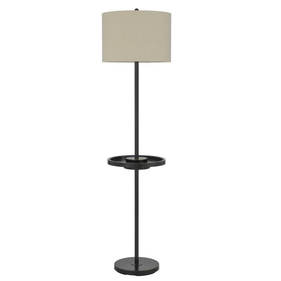 62 Inch Metal Floor Lamp, Tray, Dimmer, 2 USB Ports, Bronze