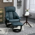 thumbnail image 2 of Homiyad Swivel Recliner with Ottoman, Faux Leather Reclining Chair with Massage, Footstool Remote and Side Pocket, Blue, 2 of 8