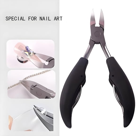 Eagle-beak Stainless Steel Pliers,Heavy Duty Toe Nail Clippers Fit Thick Ingrown Nails&Cutting Chains,Diamond Nail Art Special Pliers Black