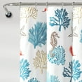 thumbnail image 3 of Lush Decor Coastal Reef Feather Polyester Shower Curtain, 72x72, Blue/Coral, Single, 3 of 4