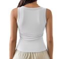 thumbnail image 2 of Wevis Women's Ribbed Tank Top with Built-in Bra, Scoop Neck Fitted Cami for Summer - WHITE_S, 2 of 5