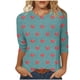 thumbnail image 1 of Camisetas Casuales de las Mujeres 3/4 Manga Cuello Redondo Impreso Blusa Imitación Estante Tela, Camiseta de Moda Superior para el Hogar Diario Y Desgaste Casual Todo el Año, 1 of 1