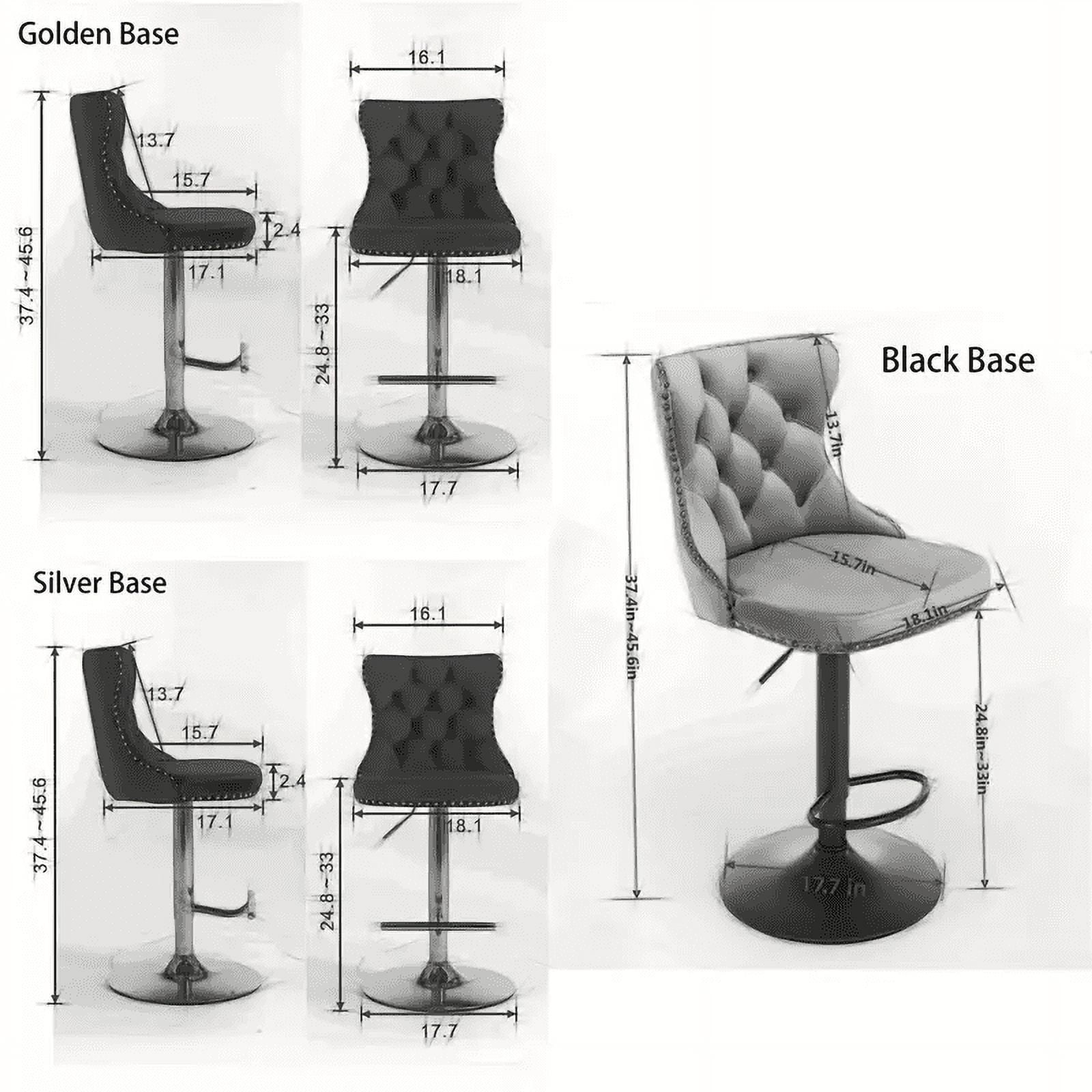 Holaki Set Of 2, Modern Classic Swivel Velvet Barstools, 25-33 Inch Adjusatble Seat Height, Upholstered Chrome Base Bar Stools With Backs Tufted, For Home Pub, Living Room, Kitchen(Black Base+Green)