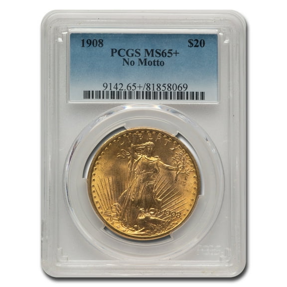 1908 $20 St Gaudens Gold Double Eagle No Motto MS-65  PCGS
